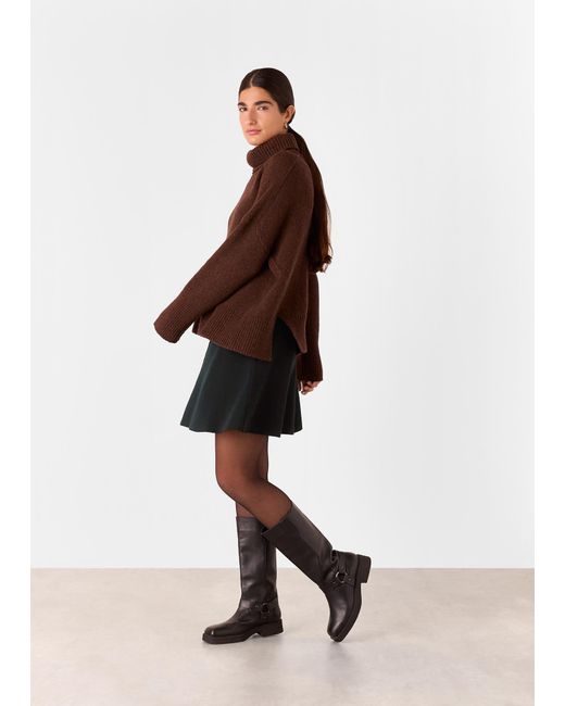 Whistles Black Flippy Knitted Mini Skirt