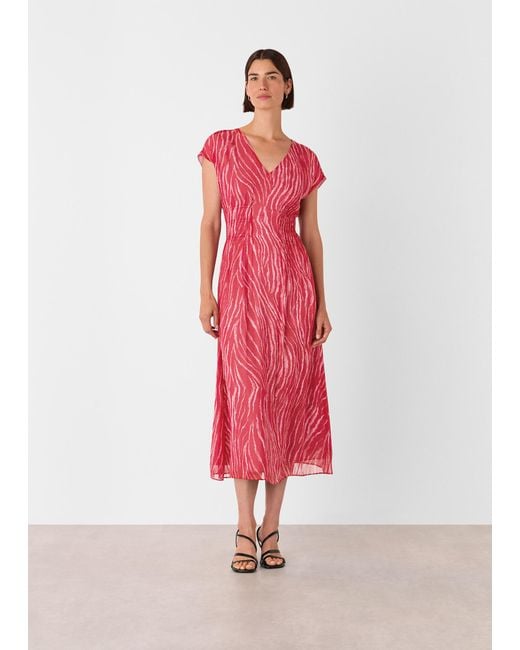 Whistles Red Zebra Texture Midi Dress