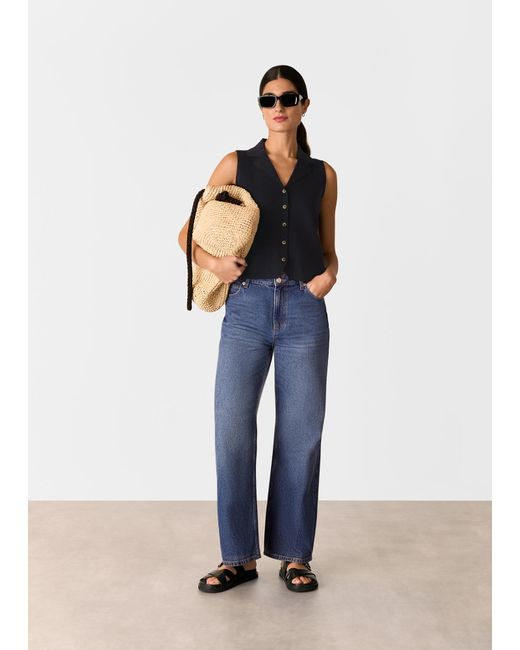 Whistles Blue Maisie Button Front Tank