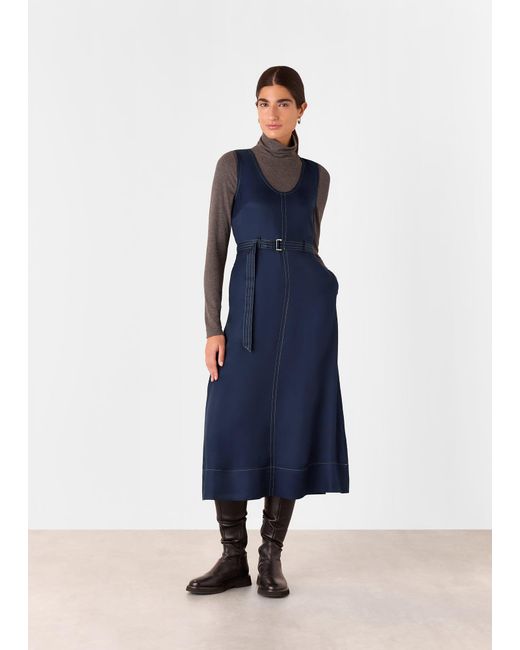 Whistles Blue Karina Sleeveless Midi Dress