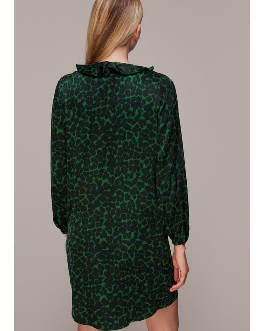 Whistles Green Smudge Animal Frill Dress