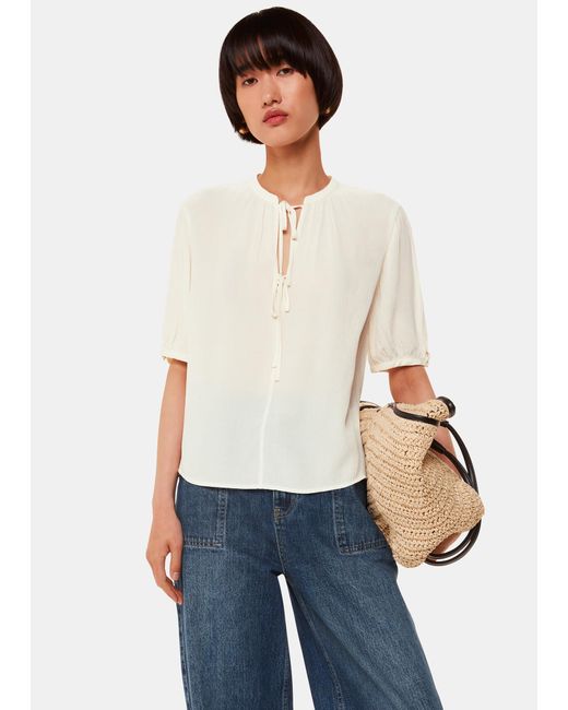 Whistles White Jessie Tie Front Blouse