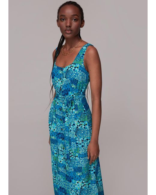 Whistles Blue Spring Meadow Button Up Dress