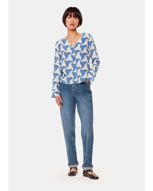 Whistles Blue Spun Triangle Blouse