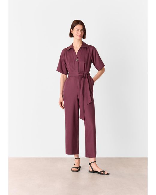 Whistles Red Button Front Jumpsuit