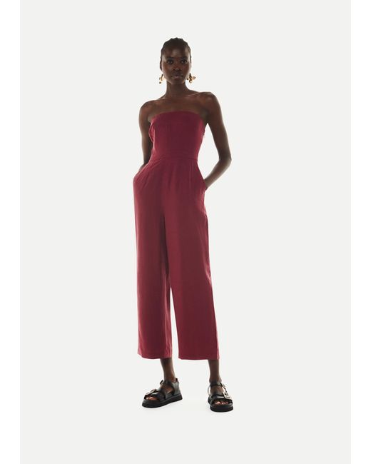 Whistles Red Bandeau Jumpsuit