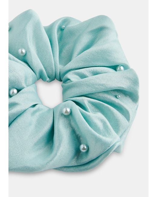 Whistles Blue Large Beaded Scrunchie