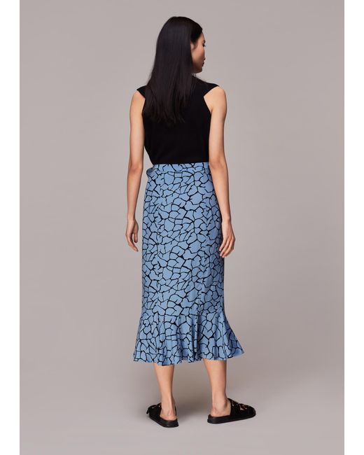 Whistles Blue Giraffe Print Wrap Skirt