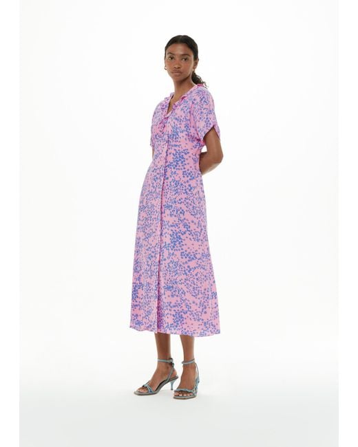 Whistles Purple Dandelion Floral Midi Dress