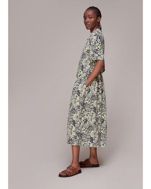 Whistles Gray Graphic Floral Trapeze Dress
