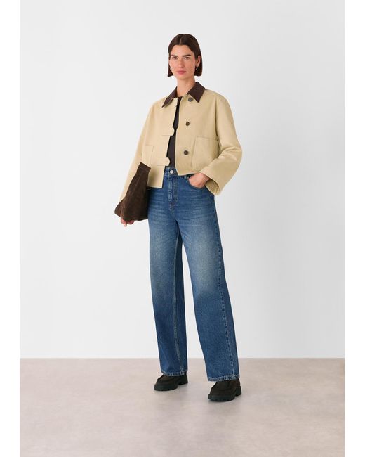 Whistles Blue Corduroy Collar Jacket