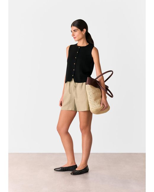 Whistles Natural Linen Elasticated Short