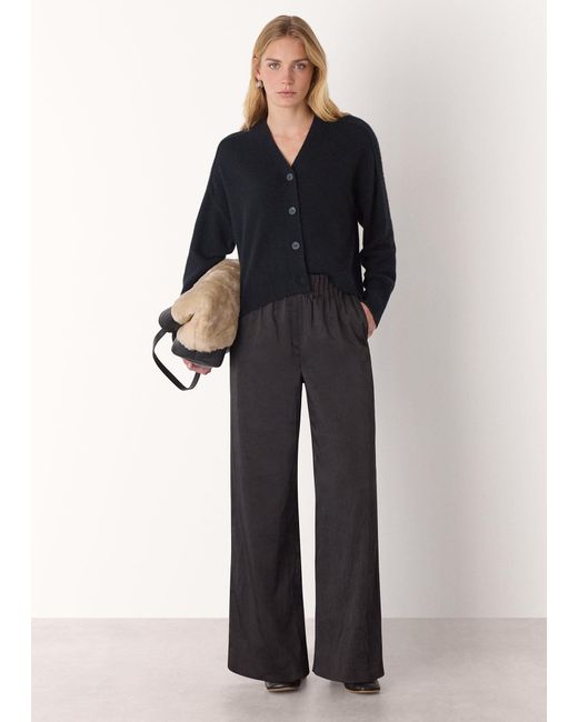 Whistles Black Cashmere Button Cardigan