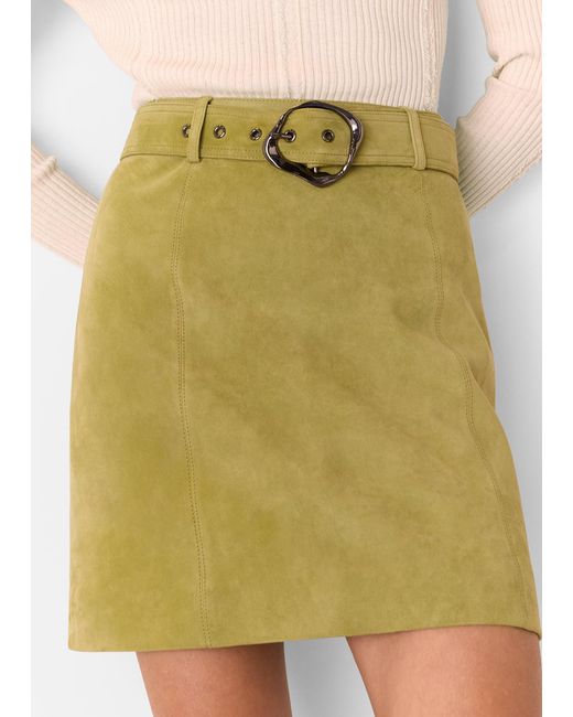 Whistles Yellow Suede Belted Mini Skirt