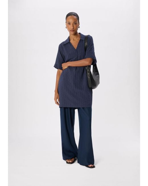 Whistles Blue Textured Relaxed Short Dress