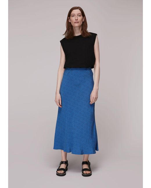 Whistles Blue Animal Fleck Print Bias Skirt