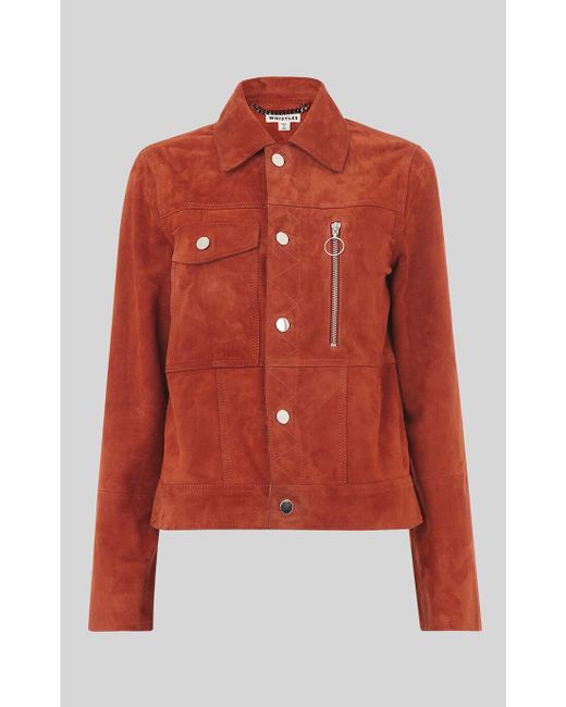 Whistles Patch Pocket Suede Jacket in Rust (Red) Save 88 Lyst