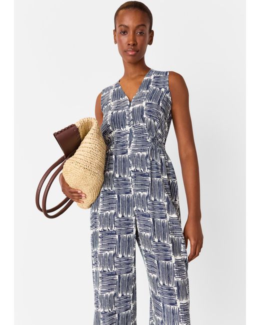 Whistles White Hatch Squares Jumpsuit