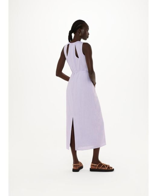 Whistles White Linen Blend Cut Out Back Dress