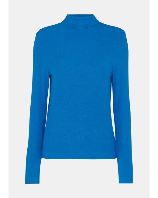 Whistles Blue Essential Ribbed Polo