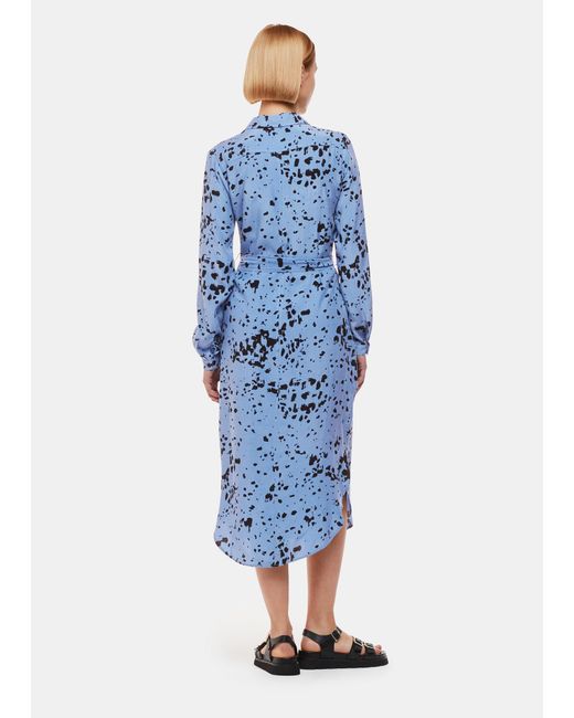 Whistles Blue Smudged Spot Print Imie Dress