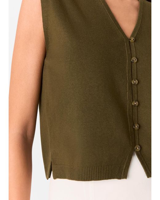 Whistles Green Bailey Button Through Tank