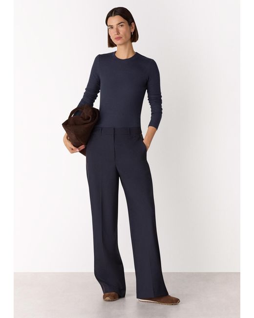 Whistles Blue Essential Ribbed Crew