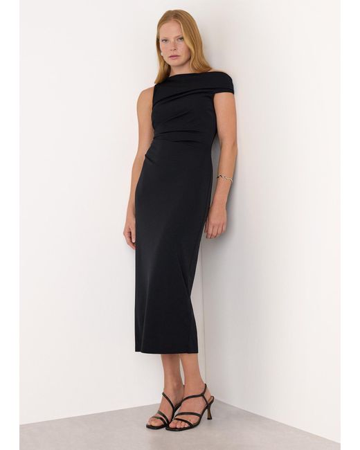 Whistles Black Jersey Crepe Asymmetric Dress