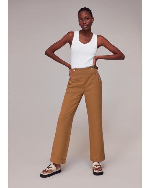 Whistles Natural Emily Button Front Trousers
