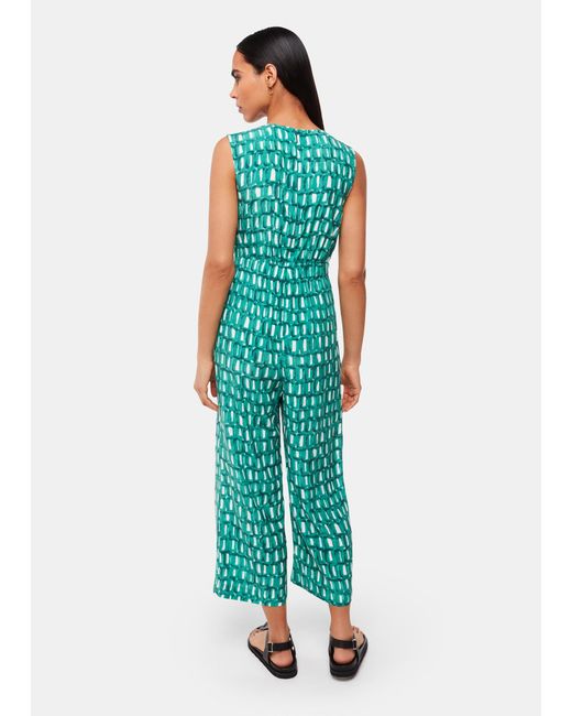 Whistles Green Petite Linked Smudge Lorna Jumpsuit