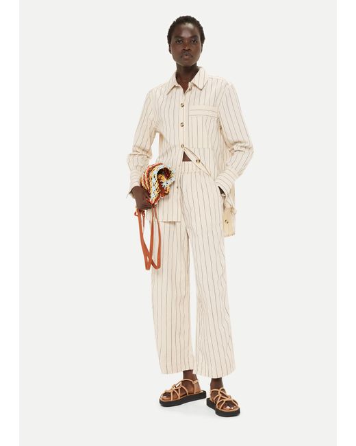 Whistles Natural Kwammie Striped Overshirt
