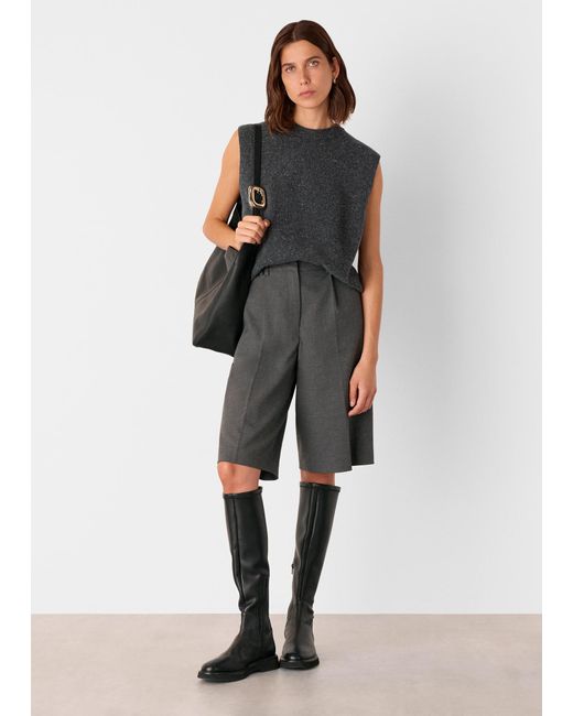 Whistles Black Wool Fleck Sleeveless Tank