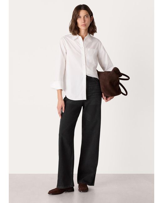 Whistles Black Straight Full Length Jean