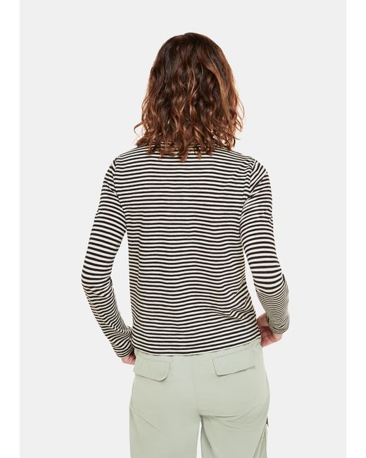 Whistles Gray Fine Stripe Pocket Crew