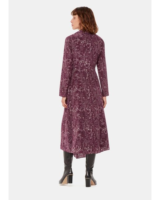 Whistles Purple Strawberry Plant Silk Dress