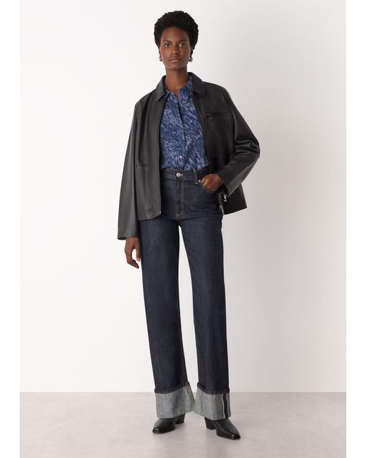Whistles Blue Abstract Marks Collared Shirt