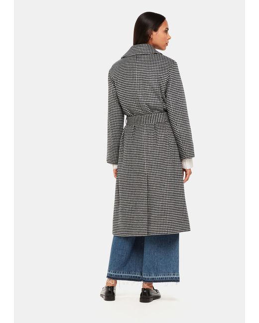 Whistles Gray Celia Houndstooth Wrap Coat