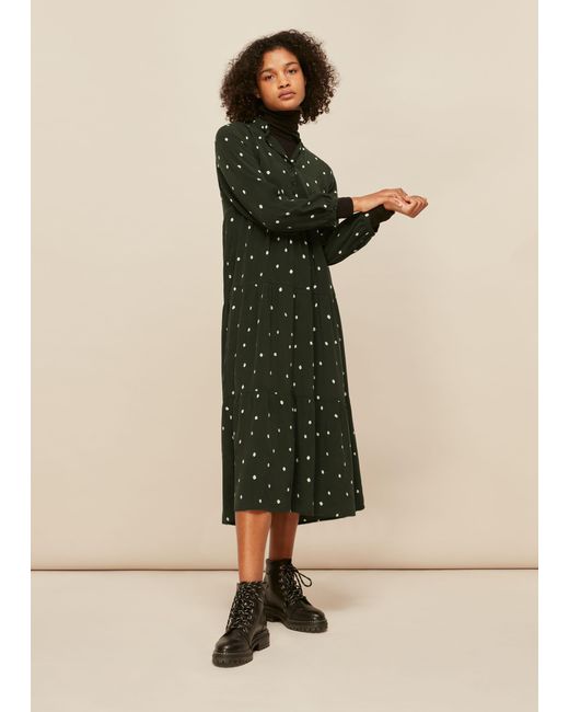 Whistles Natural Longline Spot Enora Dress
