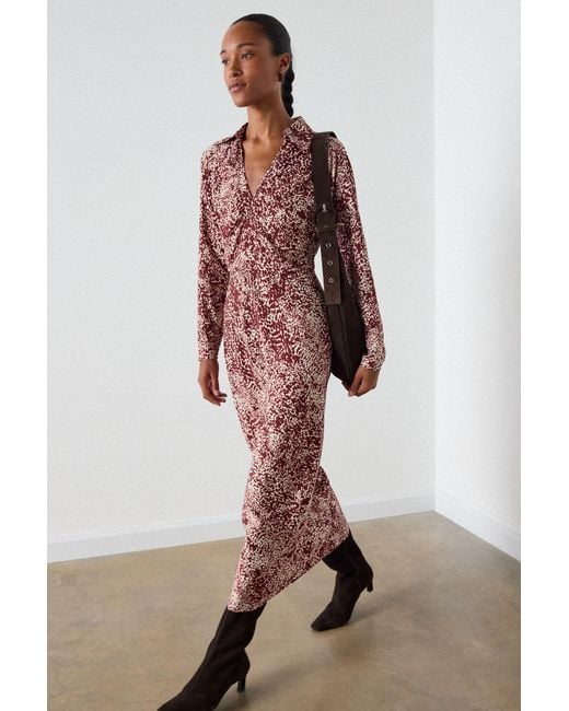 Whistles Pink Feathered Animal Shirt Dress