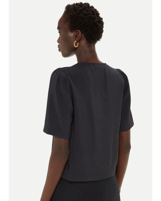 Whistles Black Nicola Bow Front Top