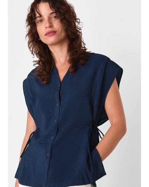 Whistles Blue Button Down Tie Side Shirt