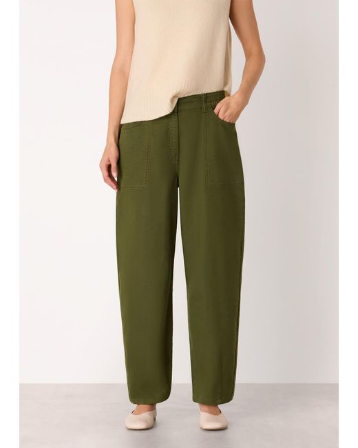Whistles Green Casual Cotton Barrel Trouser