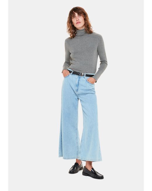 Whistles Blue Maja Knitted Polo Neck Knit