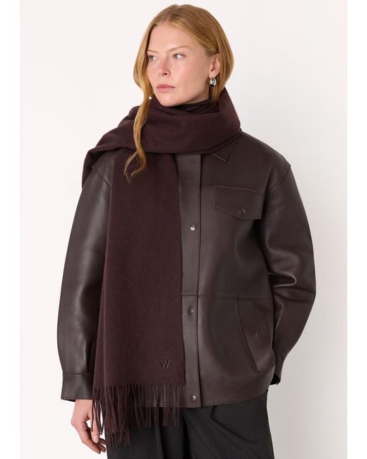 Whistles Purple Fringed Blanket Scarf