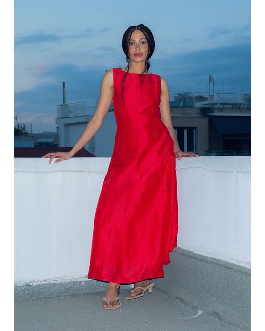 Whistles Red Silk Blend Occasion Maxi Dress