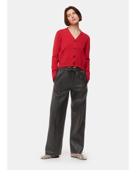Whistles Red Elasticated Leather Trouser
