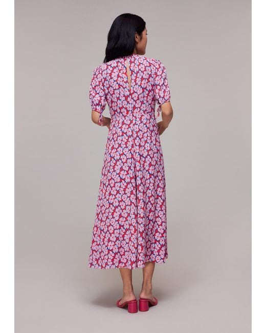 Whistles Pink Farfalle Flower Midi Dress