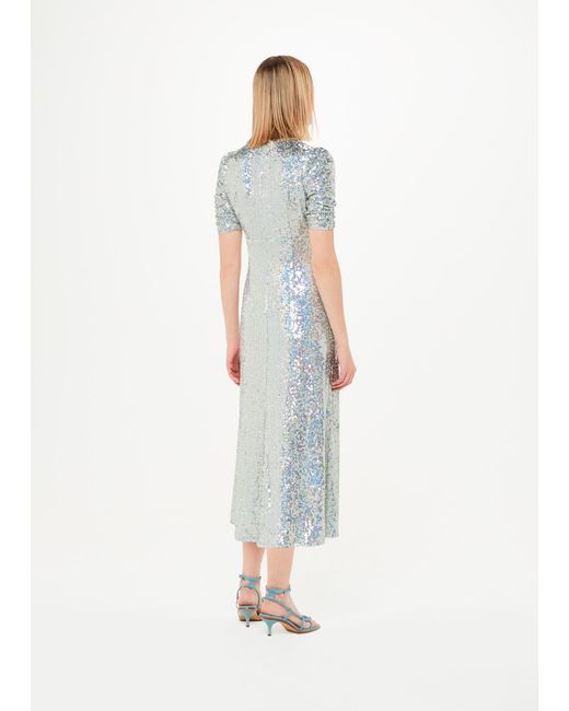 Whistles White Sequin Midi Dress
