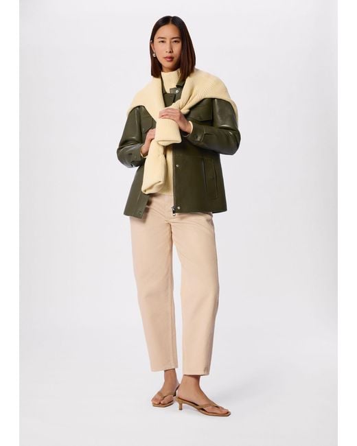 Whistles Green Clean Bonded Leather Jacket