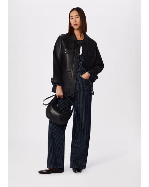Whistles Black Clean Bonded Leather Jacket